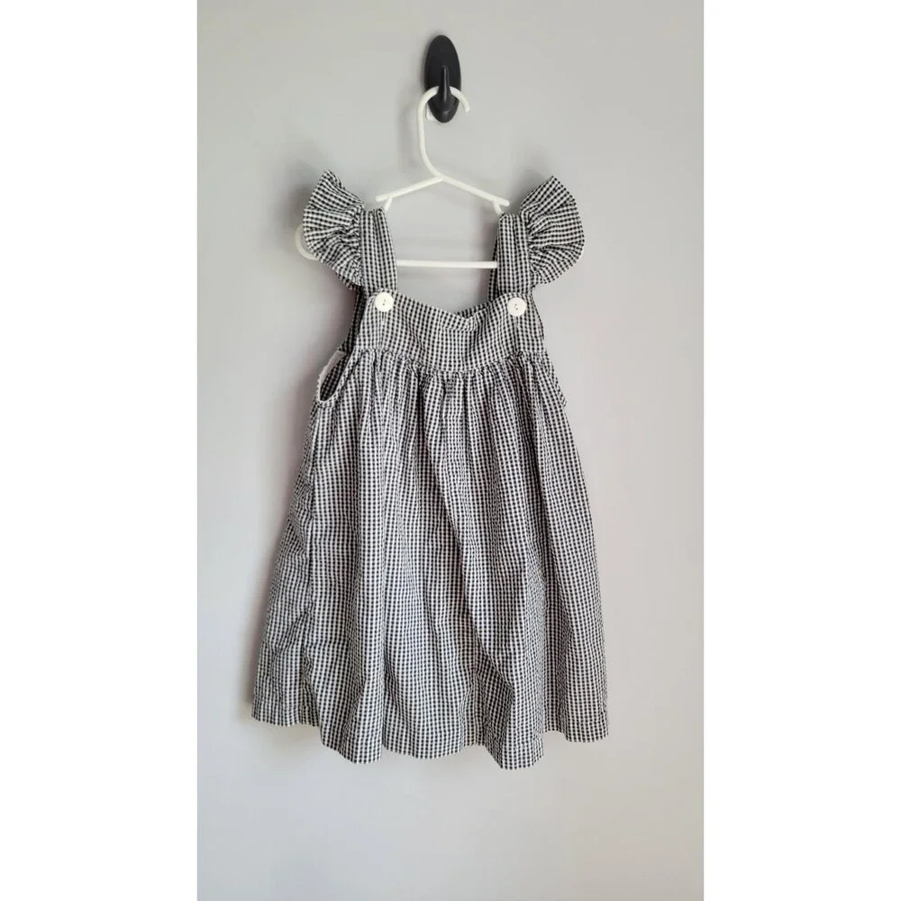 Samara Sundress Vintage Gingham Summer Dress Black Strawberry Applique Sz  S 5